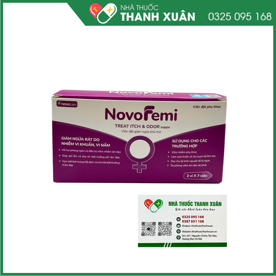 NovoFemi treat itch &amp; odor suppo giảm ngứa rát âm đạo